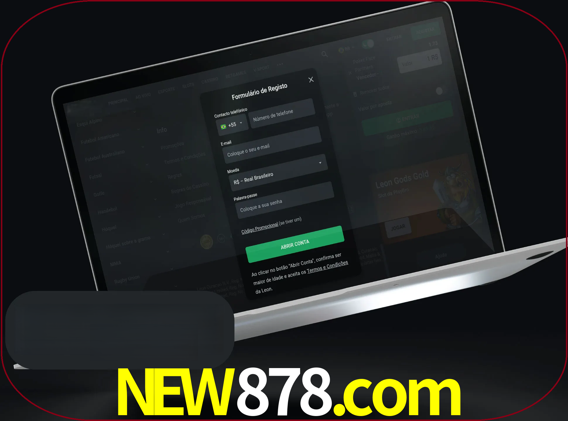 Abra o site da LeonBet e crie sua própria conta.