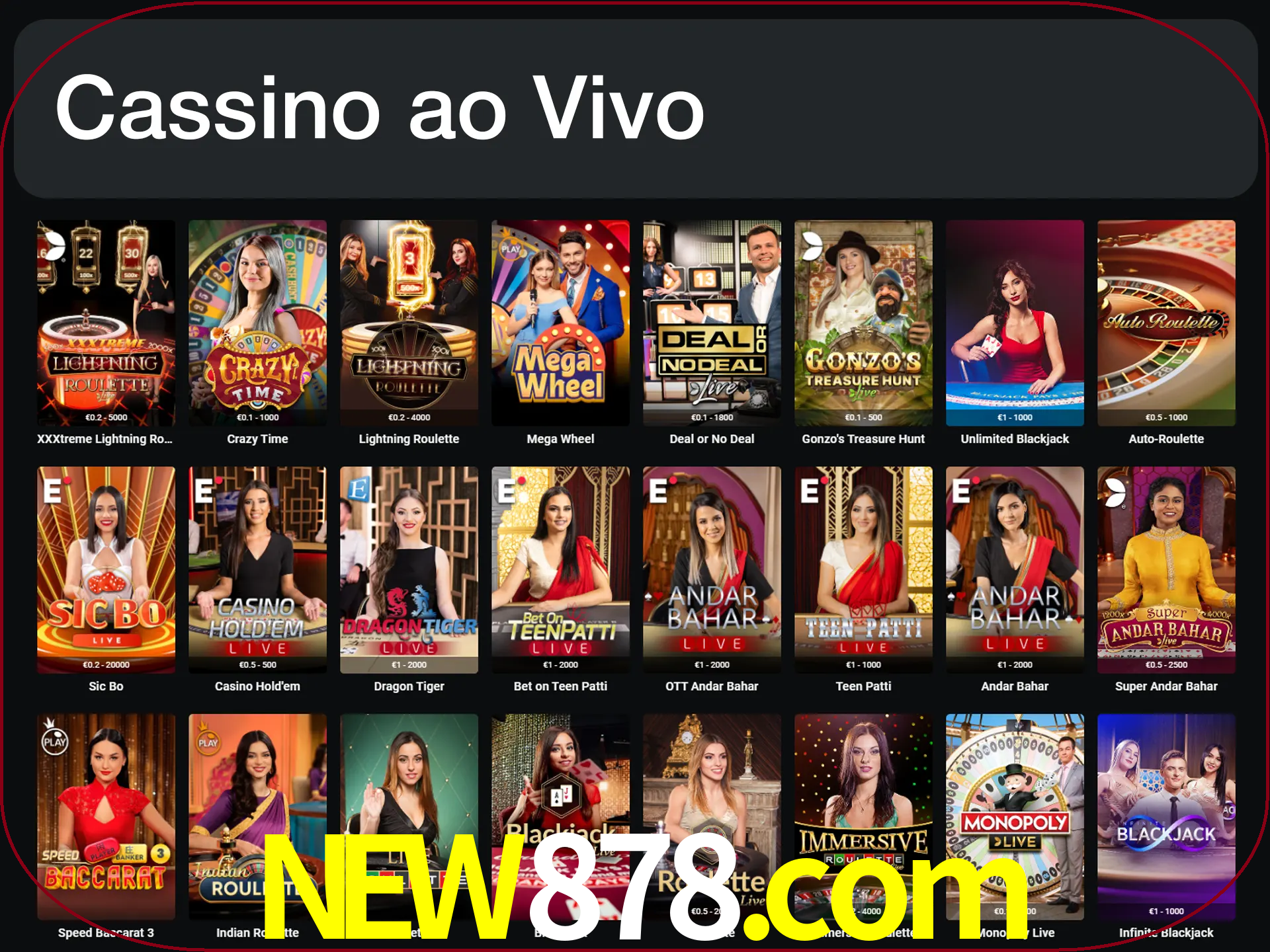 Jogue jogos de cassino com um verdadeiro dealer.