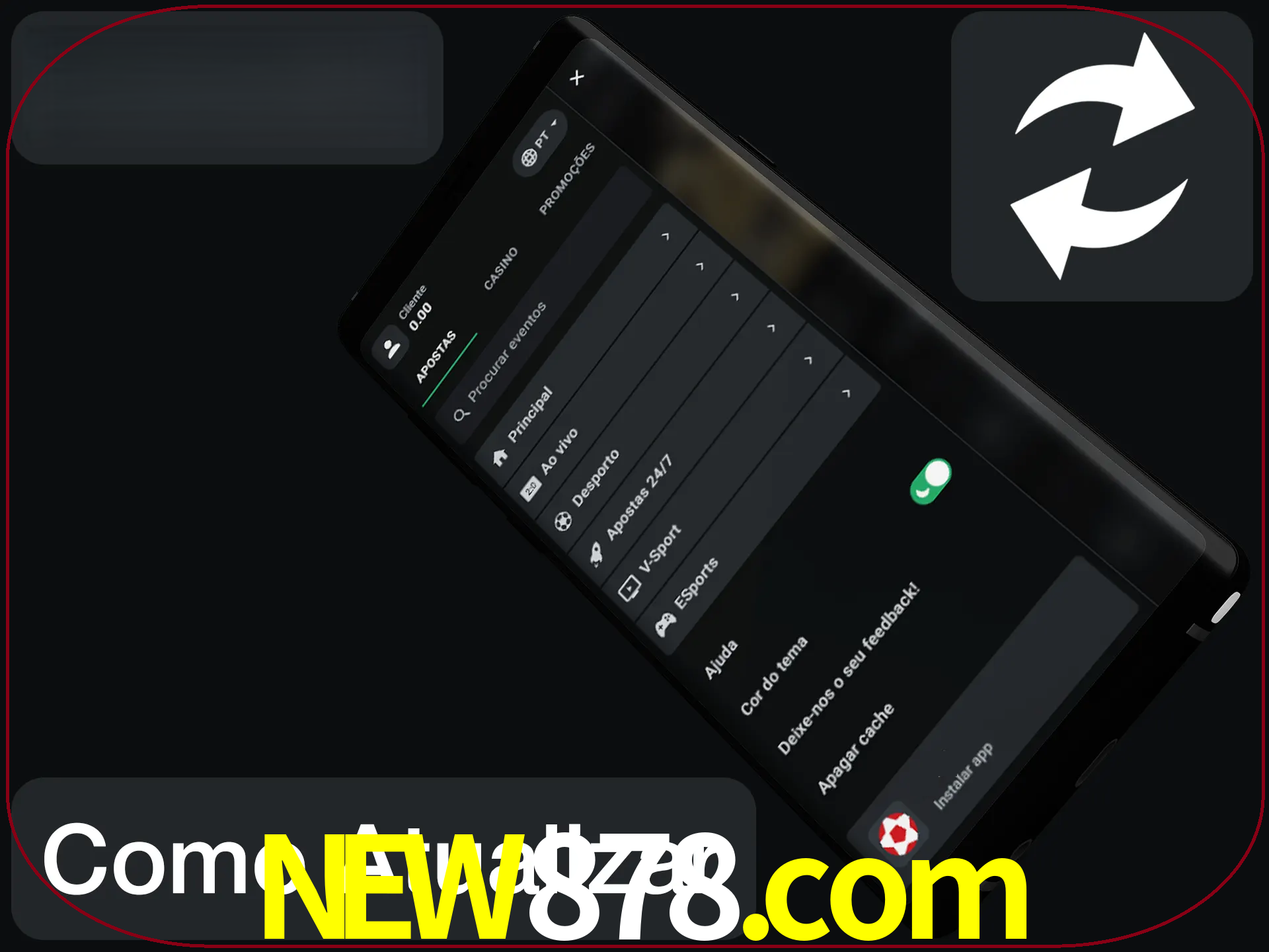 O aplicativo é atualizado automaticamente quando você faz o login.